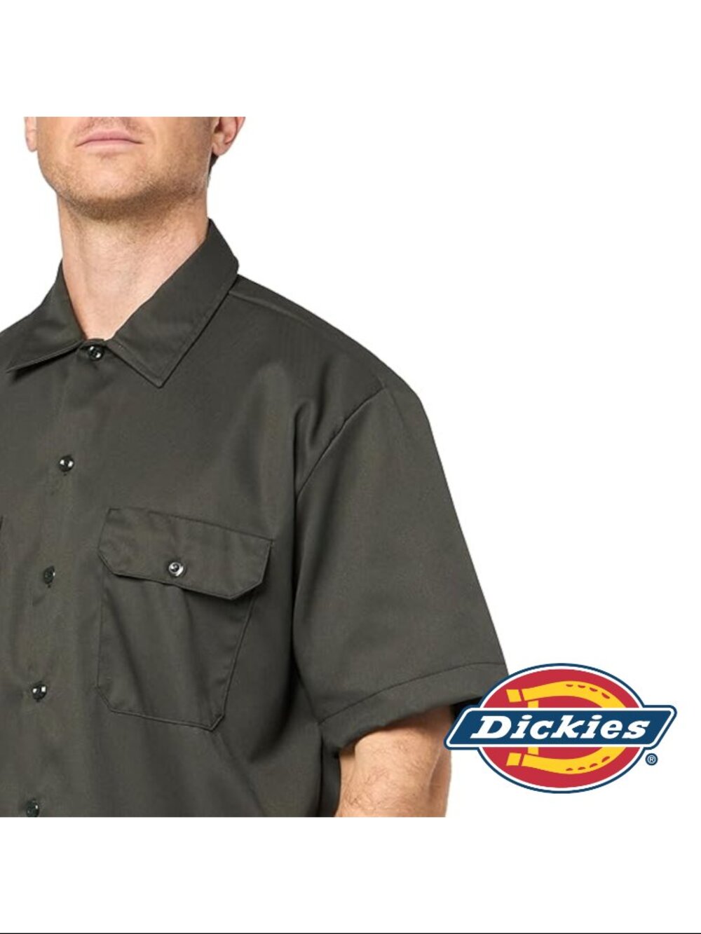Dickies Men's Short-Sleeve Work Shirt - Olive Green Small